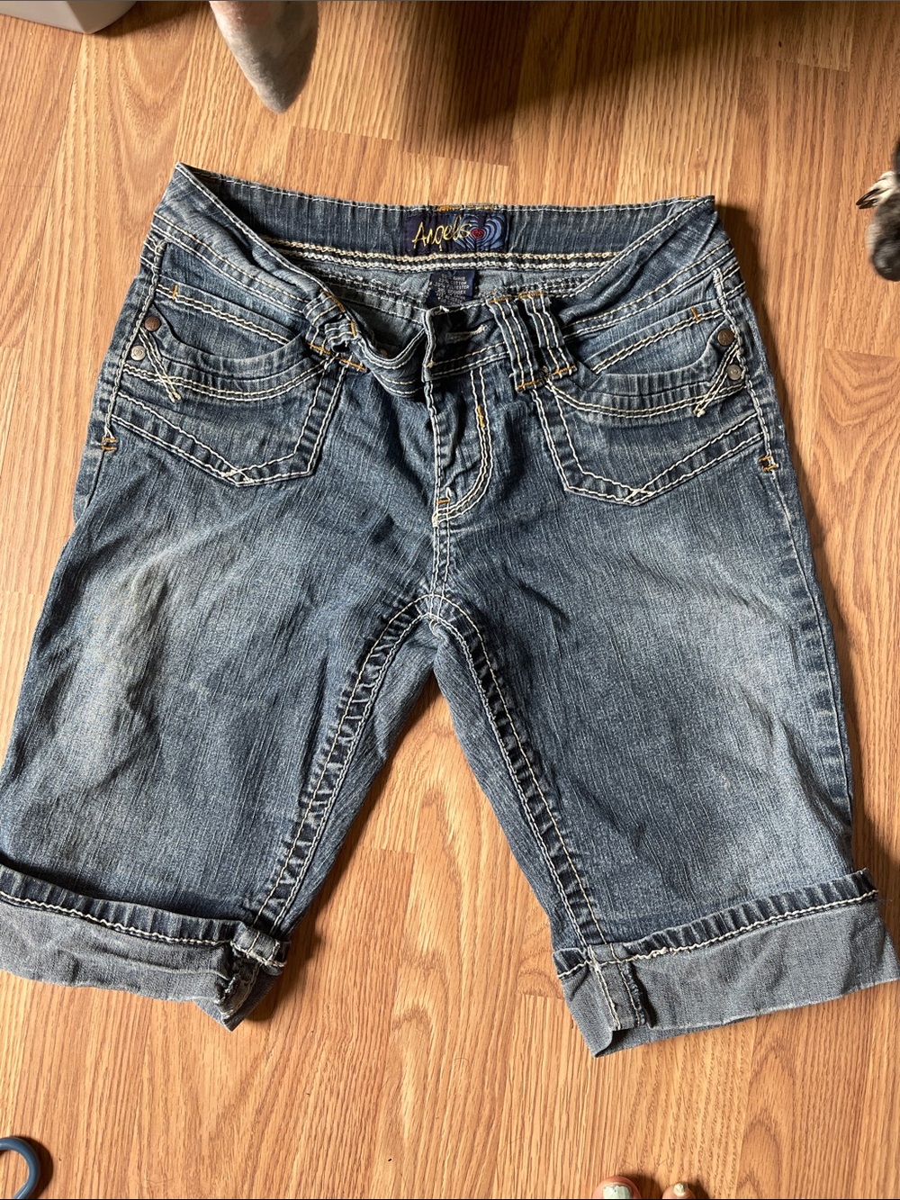 Angels Denim Rolled Hem Bermuda Shorts - Blue Wash